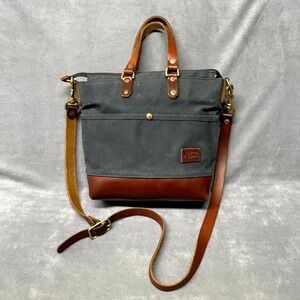 North End The Leona Crossbody Tote Bag Medium Charcoal Canvas Leather Day Carry